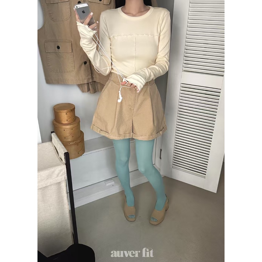 《HSS 韓國代購》正韓 🇰🇷 東大門 - 木耳鬚邊純色早春百搭長袖上衣-細節圖10