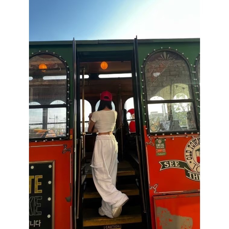 24HR現貨在台《HSS 韓國代購》正韓 🇰🇷 東大門 側口袋多色鬆緊腰可2穿 休閒棉褲 寬褲 縮口褲 棉質工裝褲-細節圖2