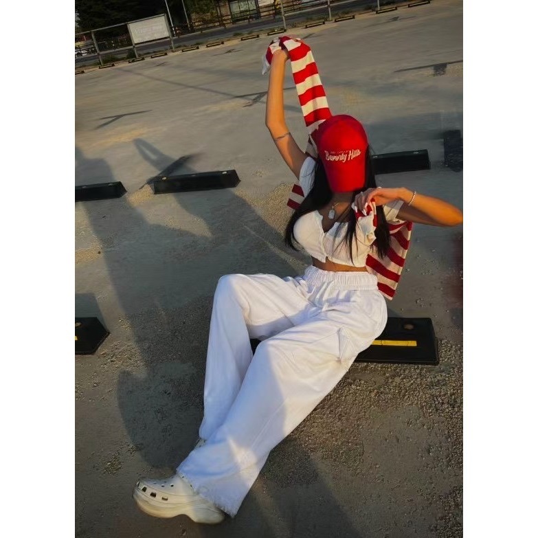 24HR現貨在台《HSS 韓國代購》正韓 🇰🇷 東大門 側口袋多色鬆緊腰可2穿 休閒棉褲 寬褲 縮口褲 棉質工裝褲-細節圖4