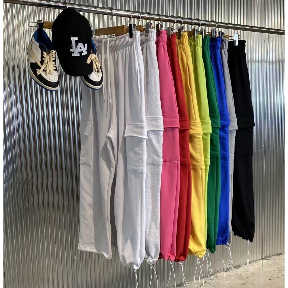 24HR現貨在台《HSS 韓國代購》正韓 🇰🇷 東大門 側口袋多色鬆緊腰可2穿 休閒棉褲 寬褲 縮口褲 棉質工裝褲-細節圖6