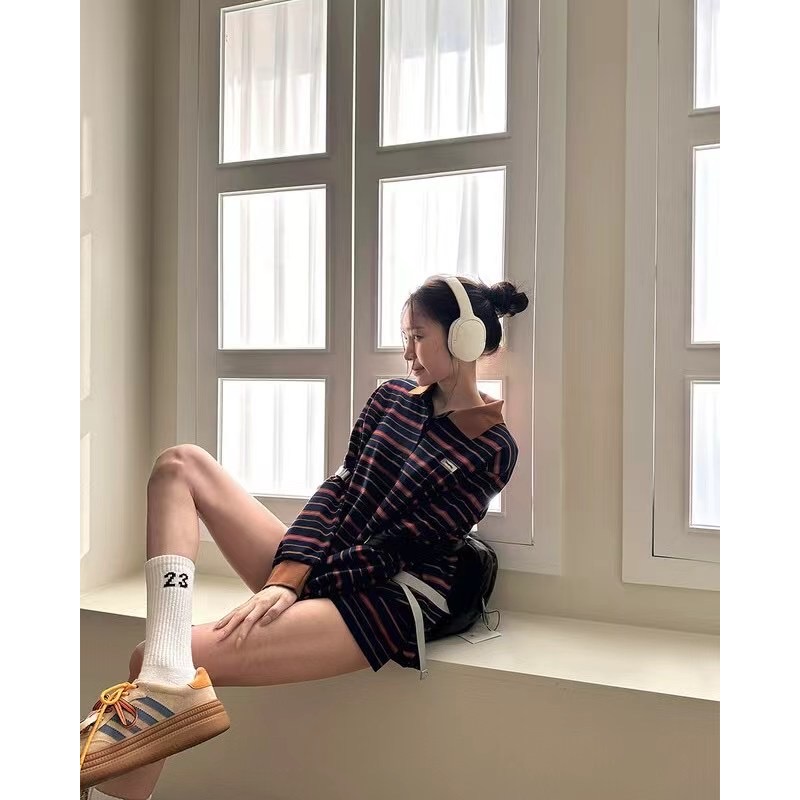 《HSS 韓國代購》正韓 🇰🇷 東大門 古著復古老爹POLO衫翻領條紋上衣-細節圖3