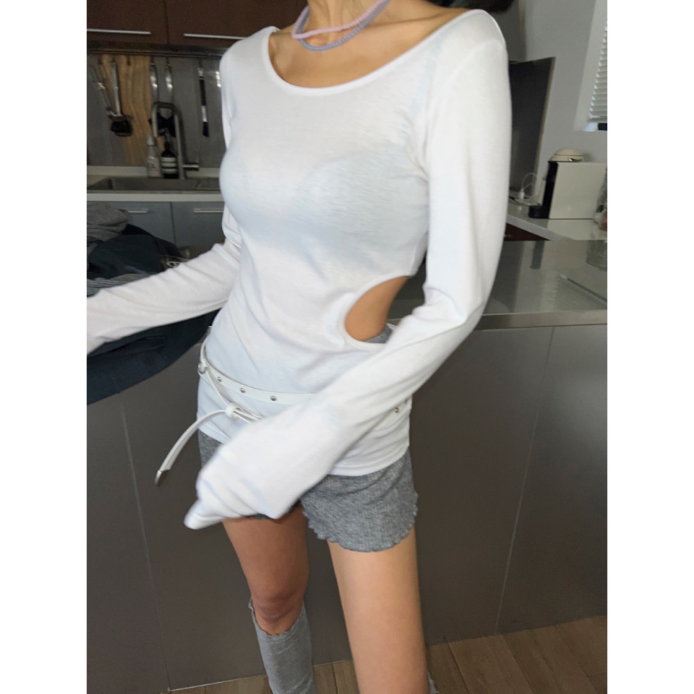 《HSS 韓國代購》正韓 🇰🇷 東大門  MayMay款 側腰鏤空純色長袖上衣-細節圖6