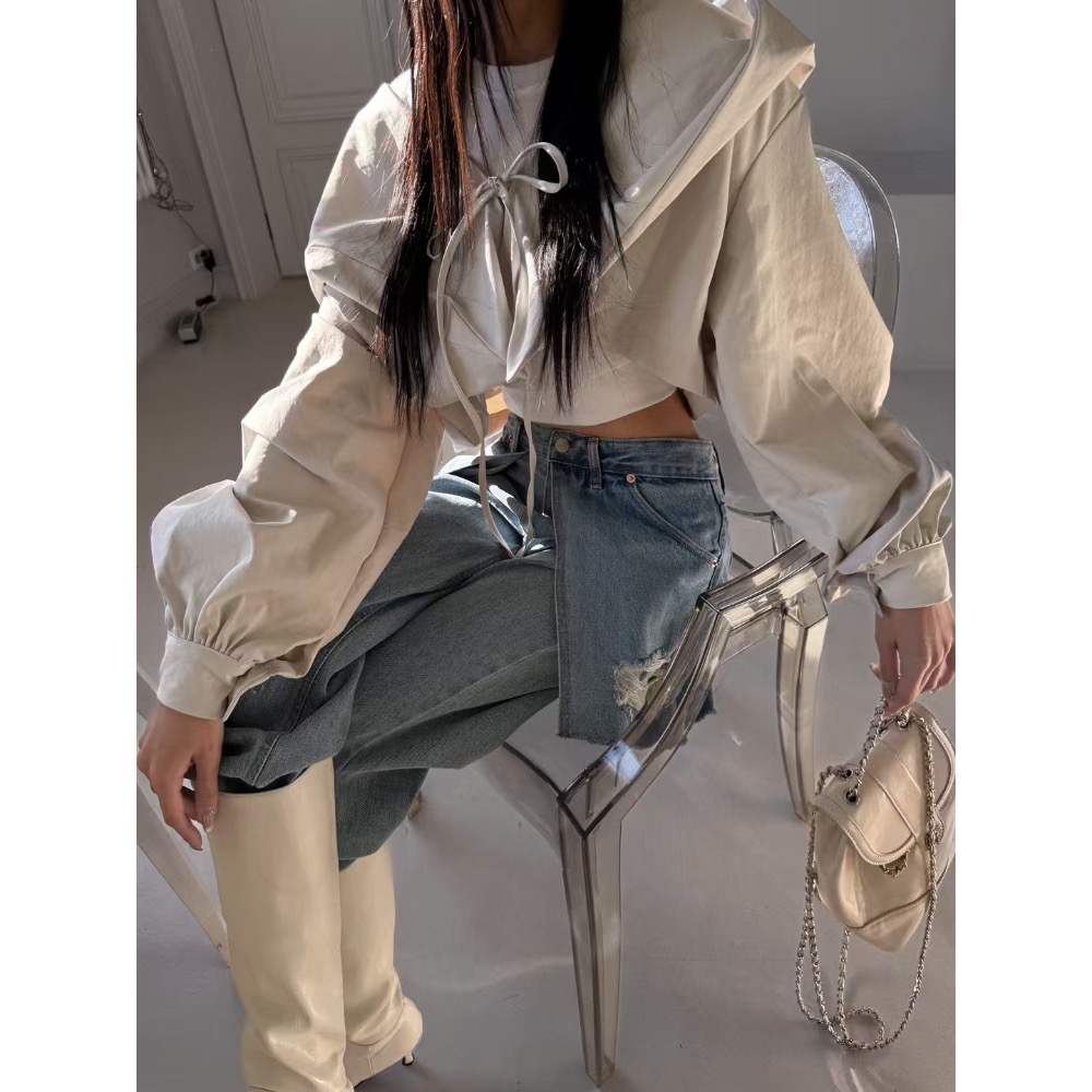 《HSS 韓國代購》正韓 🇰🇷 東大門 破損設計牛仔裙褲雙層造型 牛仔寬褲-細節圖8