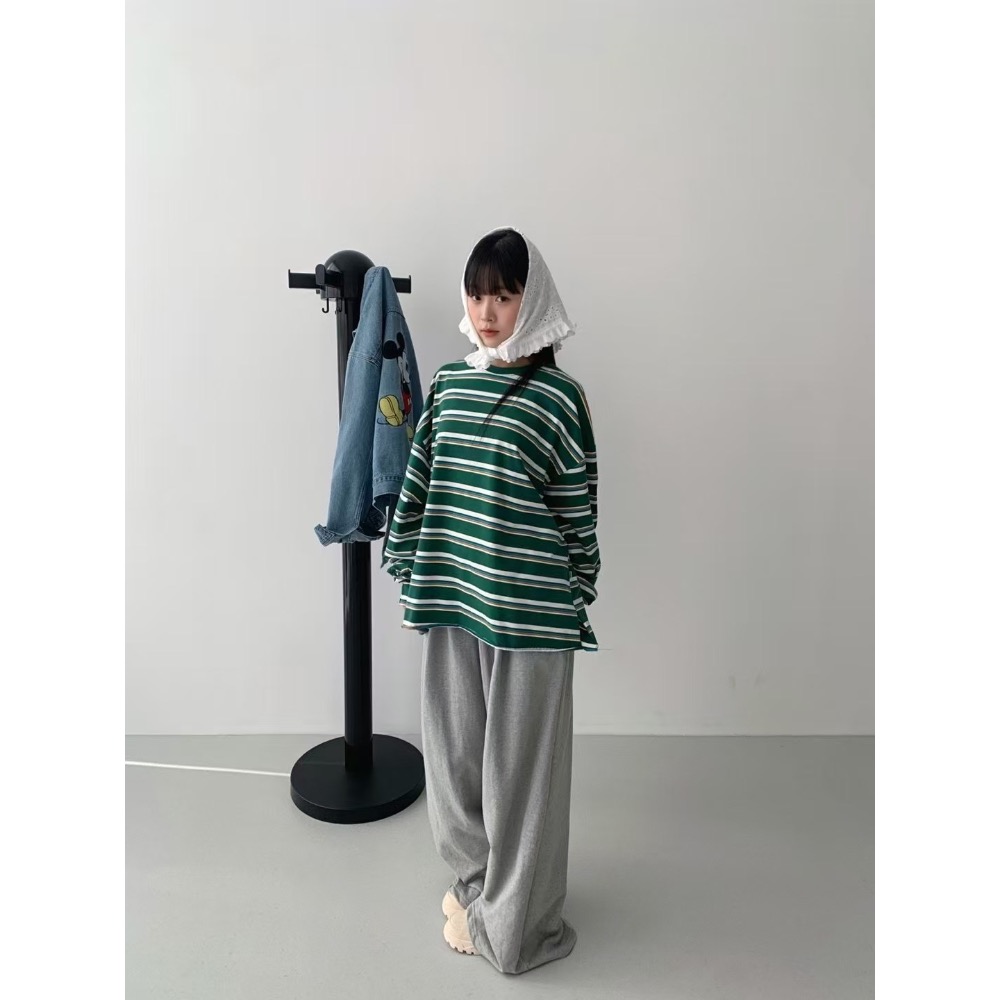 《HSS 韓國代購》正韓 🇰🇷 東大門 鬆緊腰（附腰帶）Y2K女孩鬆垮休閒棉褲 寬褲-細節圖10