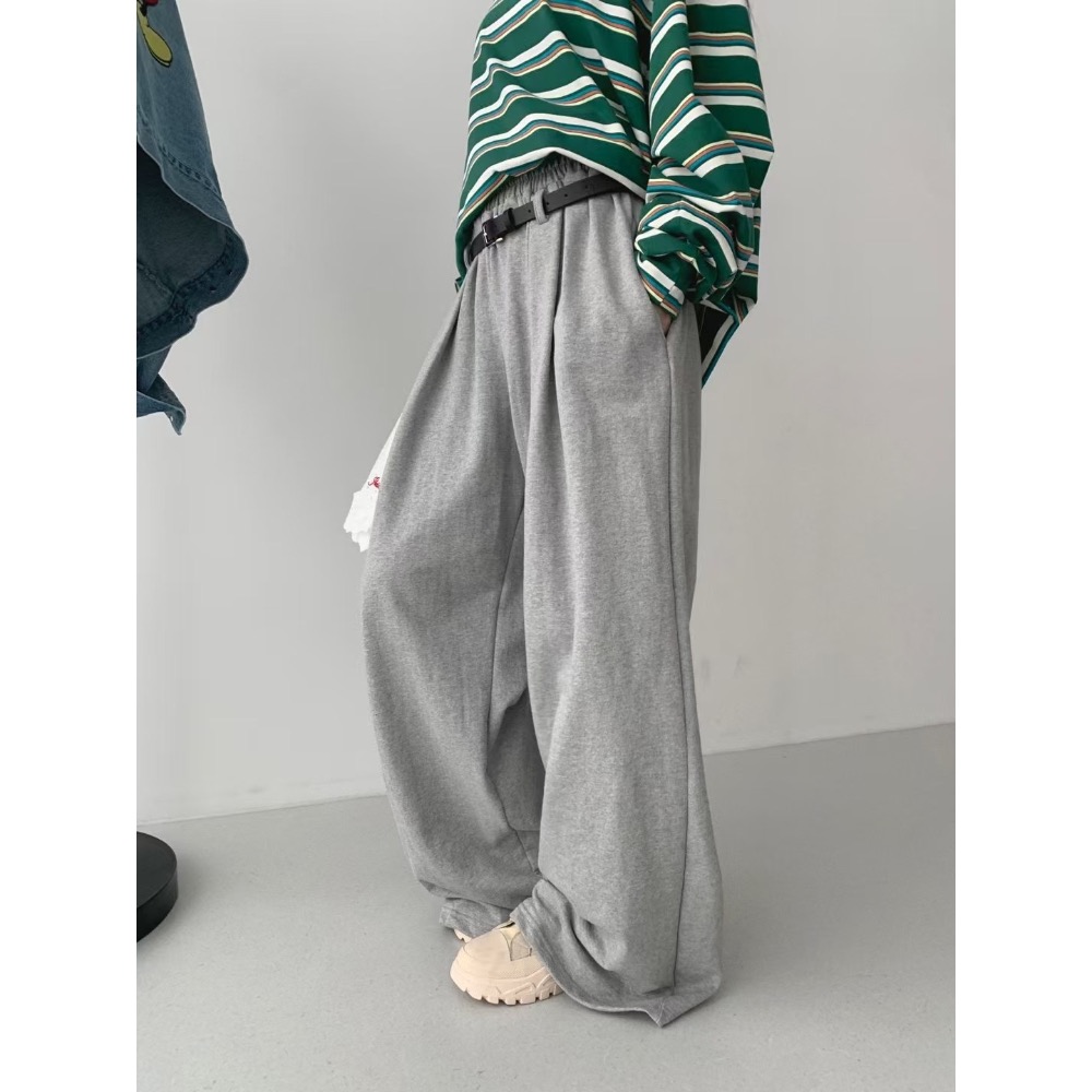 《HSS 韓國代購》正韓 🇰🇷 東大門 鬆緊腰（附腰帶）Y2K女孩鬆垮休閒棉褲 寬褲-規格圖11