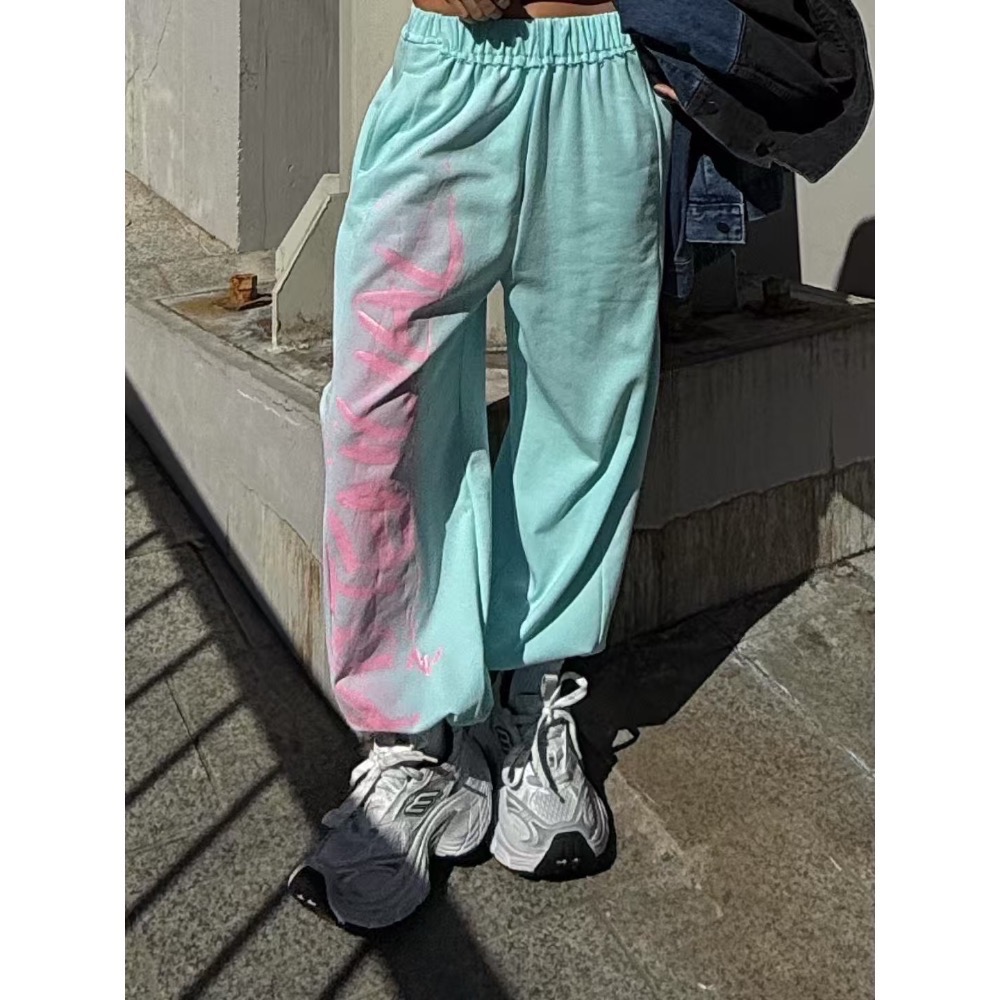 《HSS 韓國代購》正韓 🇰🇷 東大門  塗鴉街頭甜辣女孩鬆緊休閒棉褲（有抽繩）-細節圖2