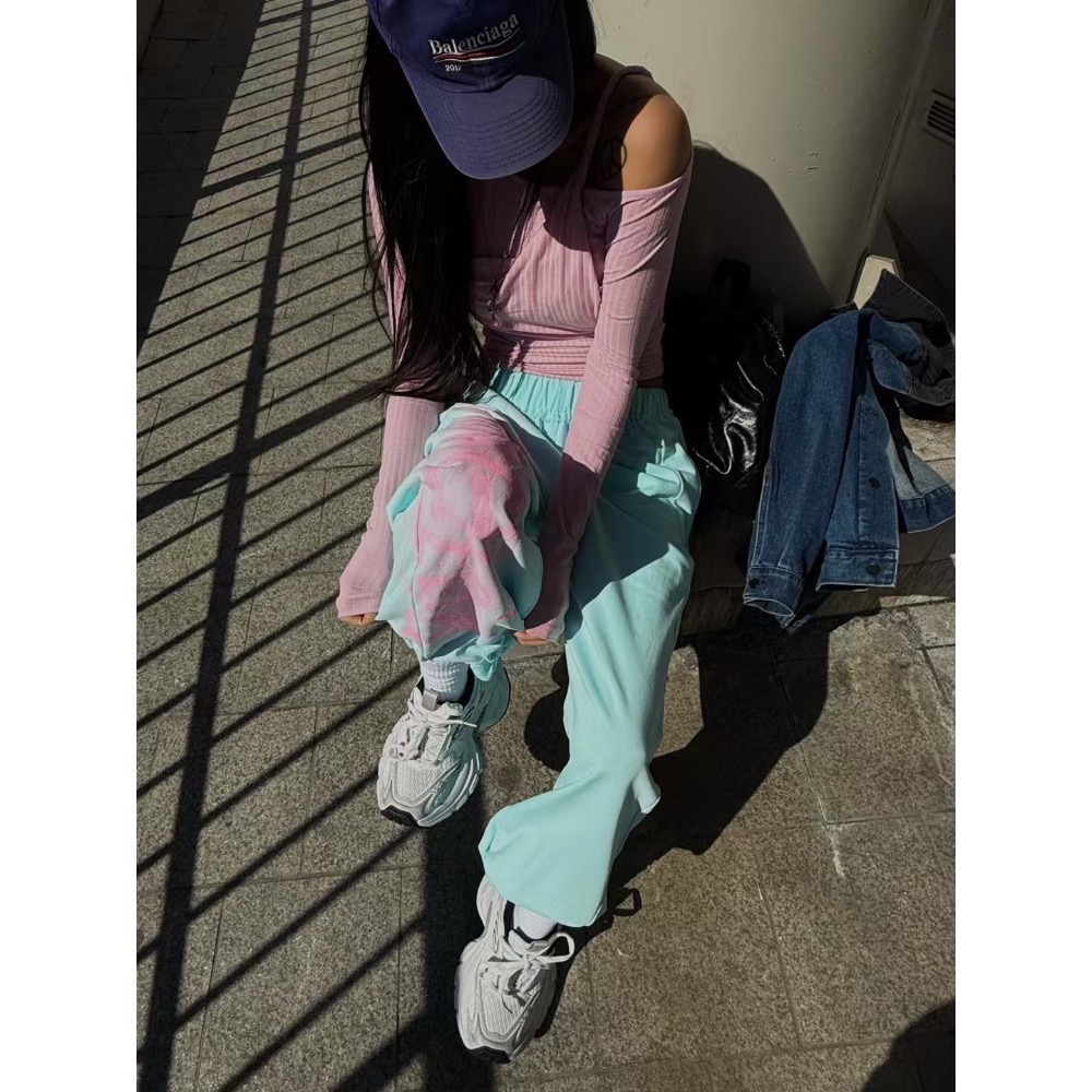 《HSS 韓國代購》正韓 🇰🇷 東大門  塗鴉街頭甜辣女孩鬆緊休閒棉褲（有抽繩）-細節圖4