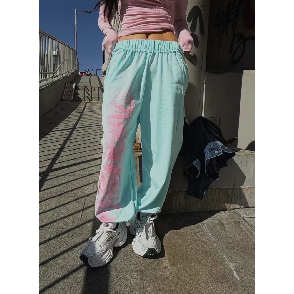 《HSS 韓國代購》正韓 🇰🇷 東大門  塗鴉街頭甜辣女孩鬆緊休閒棉褲（有抽繩）-細節圖5