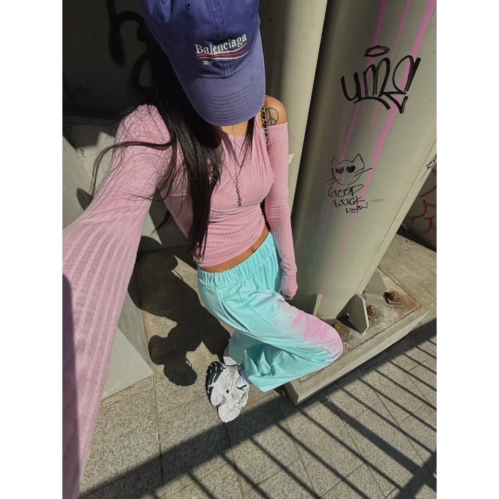 《HSS 韓國代購》正韓 🇰🇷 東大門  塗鴉街頭甜辣女孩鬆緊休閒棉褲（有抽繩）-細節圖6