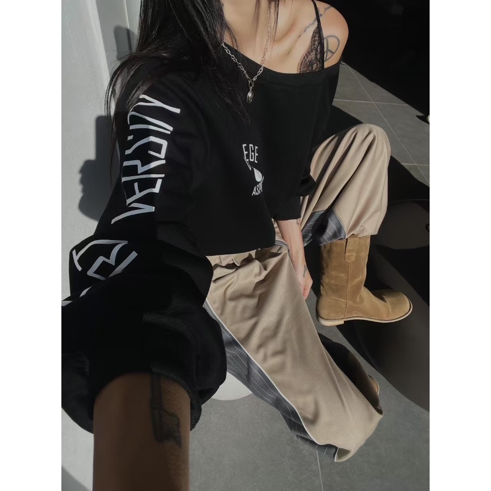 《HSS 韓國代購》正韓 🇰🇷 東大門  鬆緊抽繩拼色雙材質後條文西裝寬褲-細節圖9