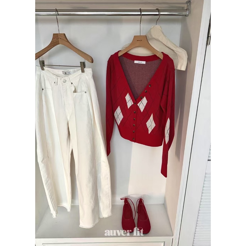 《HSS 韓國代購》正韓 🇰🇷 東大門   學院風針織露肩大V領開襟衫-細節圖5