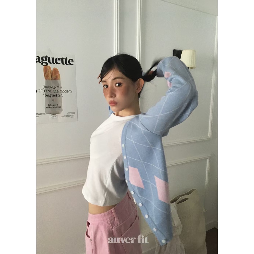 《HSS 韓國代購》正韓 🇰🇷 東大門   學院風針織露肩大V領開襟衫-細節圖7