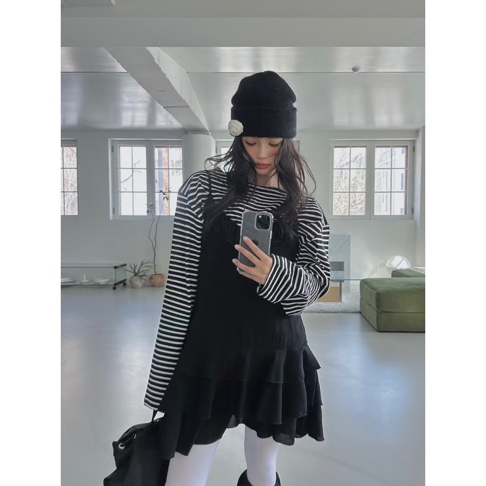 《HSS 韓國代購》正韓 🇰🇷 東大門 細肩雙層荷葉下擺連身裙-細節圖6