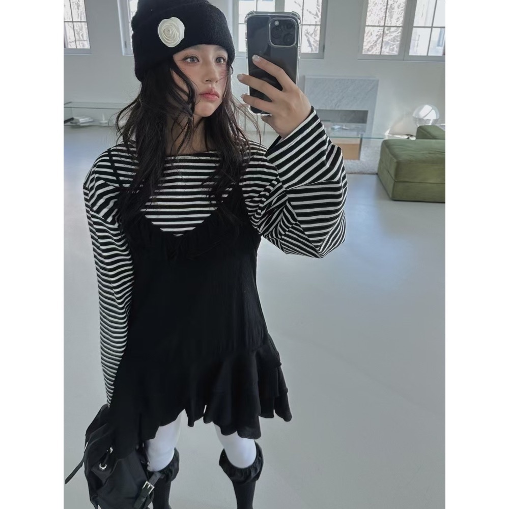 《HSS 韓國代購》正韓 🇰🇷 東大門 細肩雙層荷葉下擺連身裙-細節圖7