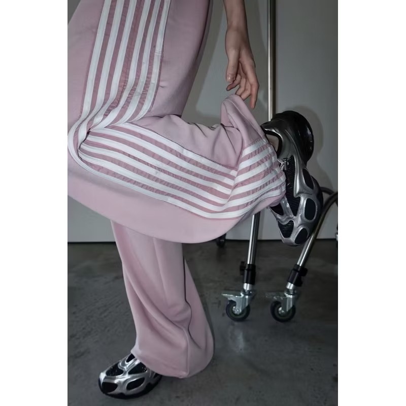 《HSS 韓國代購》正韓 🇰🇷 東大門  側白邊斜條設計耶修身下抽繩縮口休閒棉褲-細節圖9