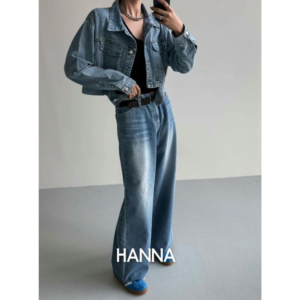 《HSS 韓國代購》正韓 🇰🇷 東大門 挖背純色黑白極簡背心（有罩杯）/高腰束腰牛仔寬褲（附腰帶）-細節圖5