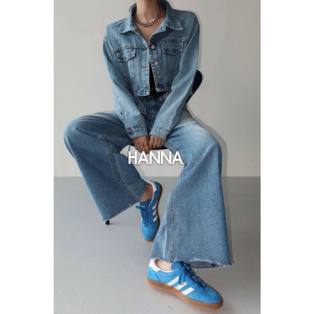 《HSS 韓國代購》正韓 🇰🇷 東大門 挖背純色黑白極簡背心（有罩杯）/高腰束腰牛仔寬褲（附腰帶）-細節圖7