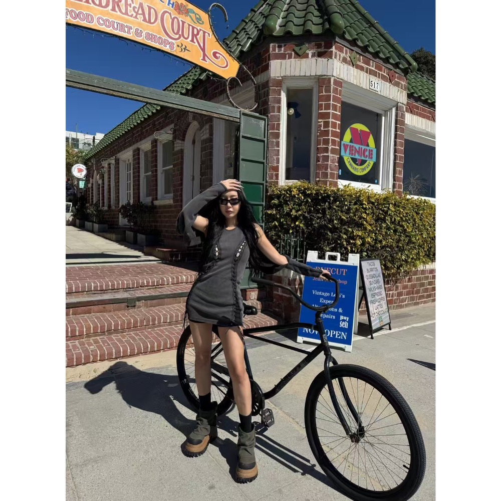 《HSS 韓國代購》正韓 🇰🇷 東大門 連帽造型罩衫手袖外套/修身綁帶造型連身裙短裙洋裝-細節圖5