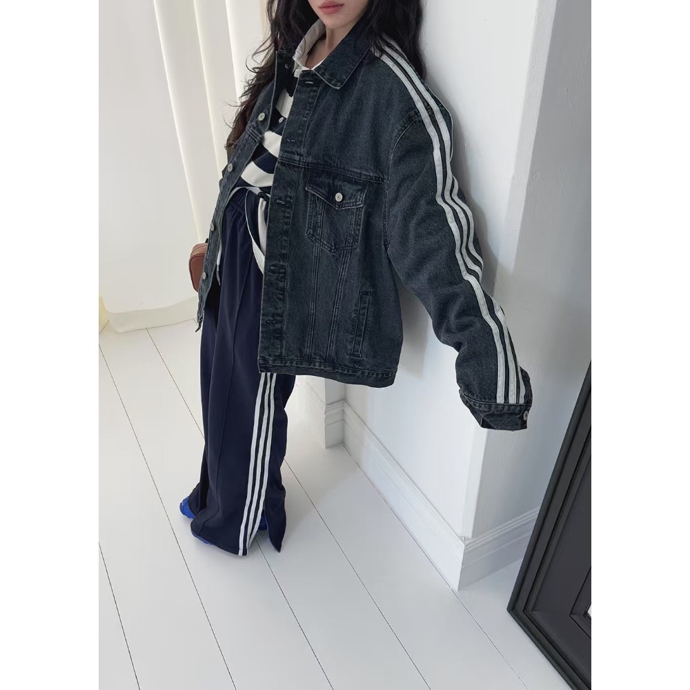 《HSS 韓國代購》正韓 🇰🇷 東大門 oversize復古三線葉刷色牛仔外套-細節圖4