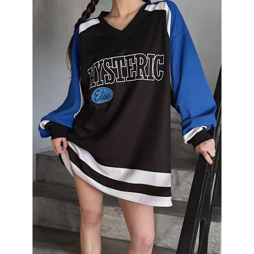 《HSS 國際代購》韓國代購 正韓 🇰🇷 東大門 V領大學T微性感下半身失蹤 男友風球衣 棒球球衣-細節圖3