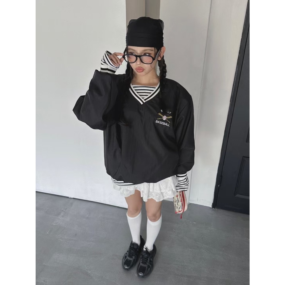 《HSS 韓國代購》正韓 🇰🇷 東大門 美式復古大學T寬鬆長版上衣-細節圖3