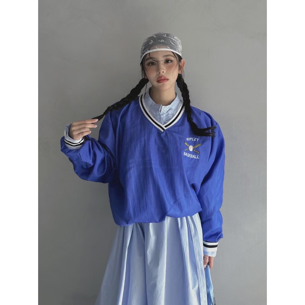 《HSS 韓國代購》正韓 🇰🇷 東大門 美式復古大學T寬鬆長版上衣-細節圖5