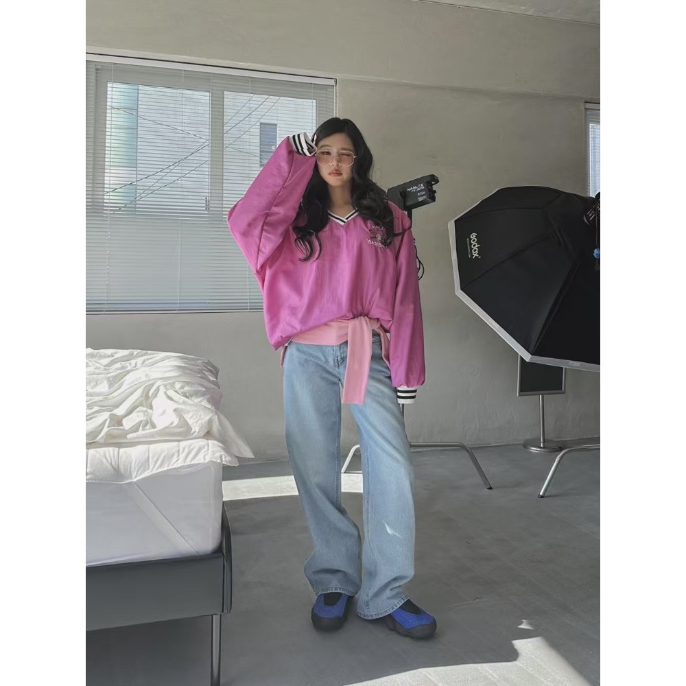 《HSS 韓國代購》正韓 🇰🇷 東大門 美式復古大學T寬鬆長版上衣-細節圖7