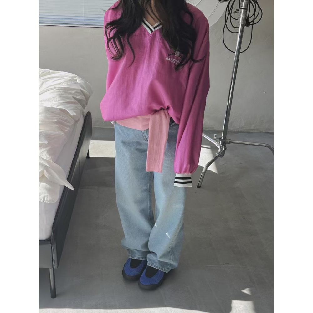 《HSS 韓國代購》正韓 🇰🇷 東大門 美式復古大學T寬鬆長版上衣-細節圖8