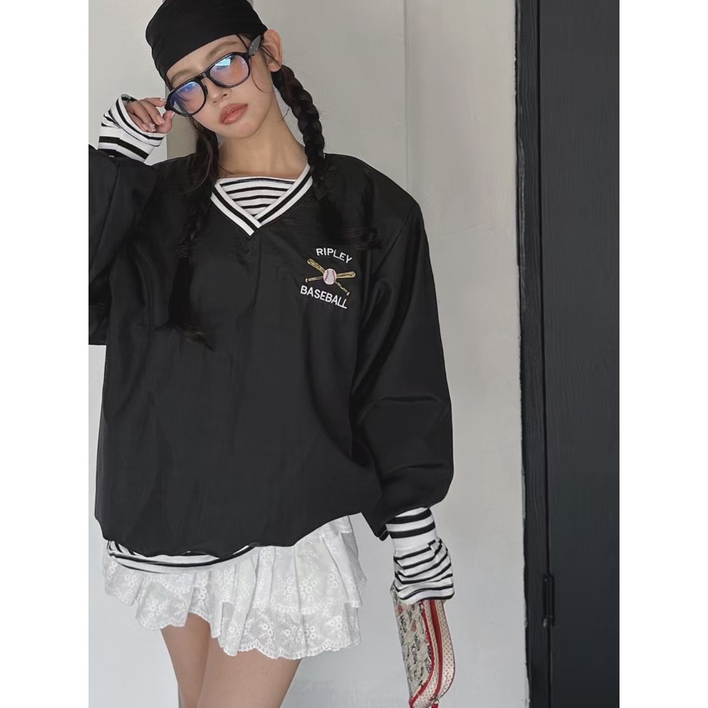 《HSS 韓國代購》正韓 🇰🇷 東大門 美式復古大學T寬鬆長版上衣-規格圖8