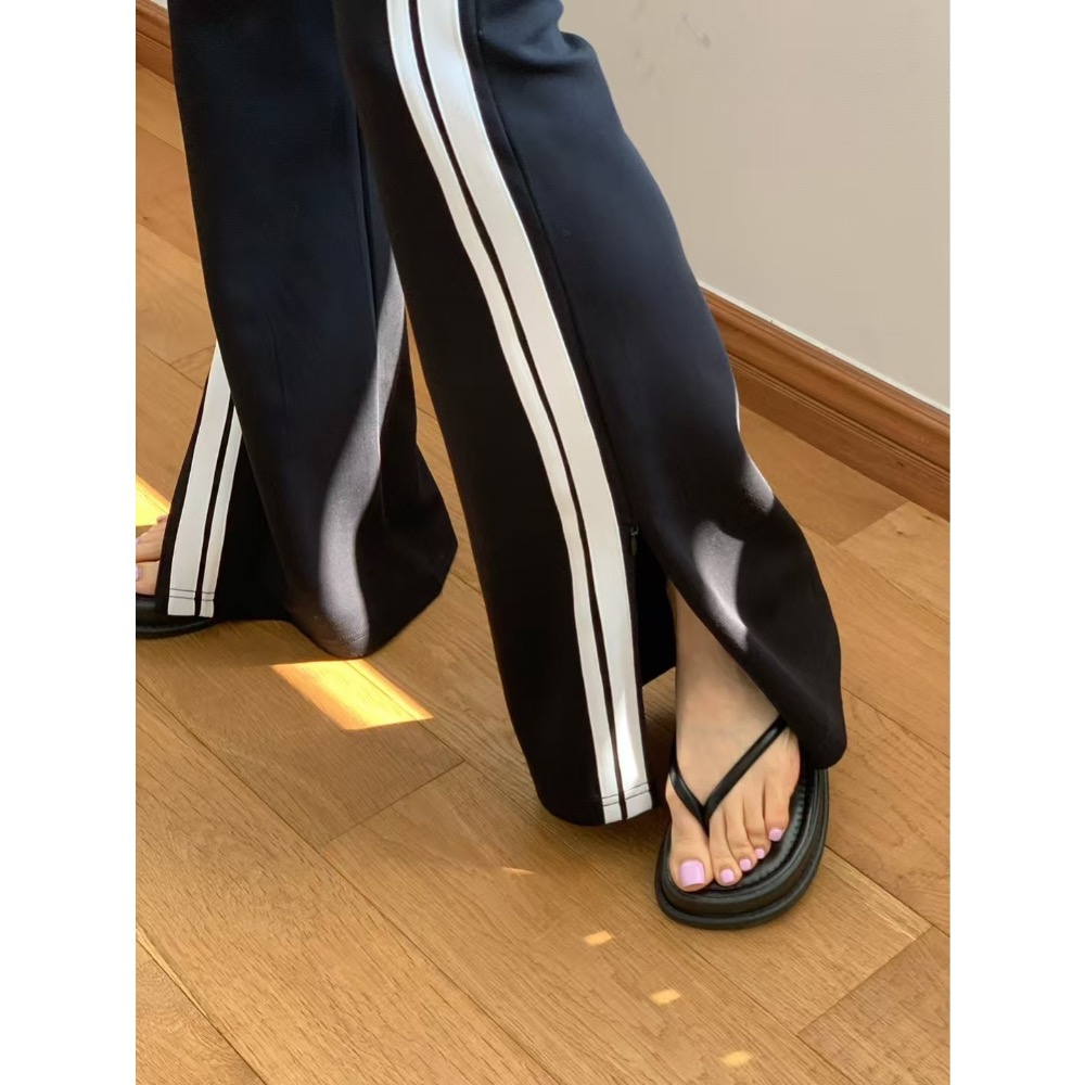 《HSS 韓國代購》正韓 🇰🇷 東大門 Revecite 側白線條微性感曲線彈力顯修長 鬆緊腰休閒棉褲 喇叭褲-細節圖7