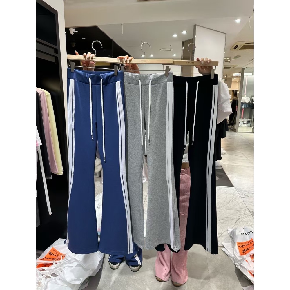 《HSS 韓國代購》正韓 🇰🇷 東大門 Revecite 側白線條微性感曲線彈力顯修長 鬆緊腰休閒棉褲 喇叭褲-細節圖11