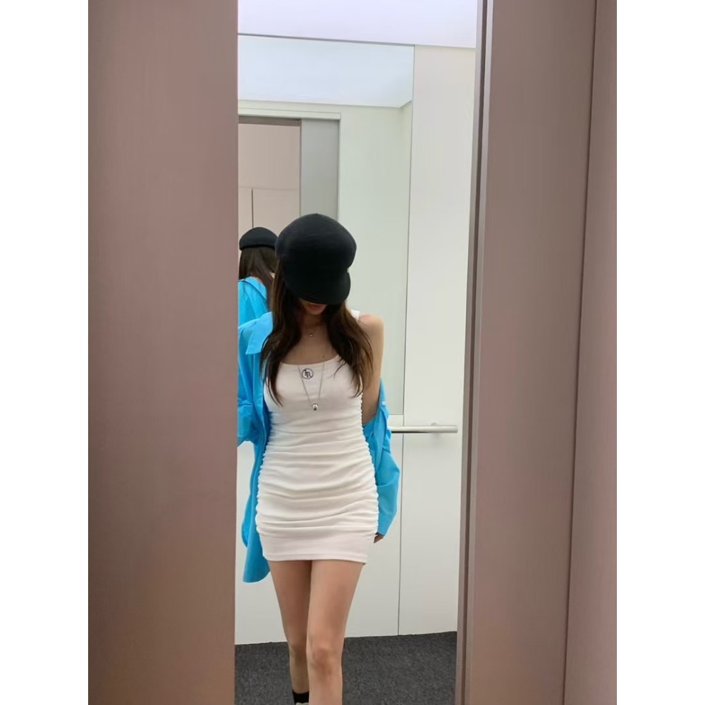 《HSS正韓空運代購》🇰🇷 東大門 Revecite 修身休閒風連身裙（附胸墊）/袖綁蝴蝶結長版襯衫罩衫外套-細節圖7