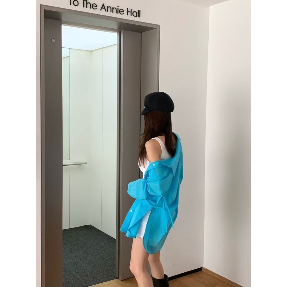 《HSS正韓空運代購》🇰🇷 東大門 Revecite 修身休閒風連身裙（附胸墊）/袖綁蝴蝶結長版襯衫罩衫外套-細節圖8