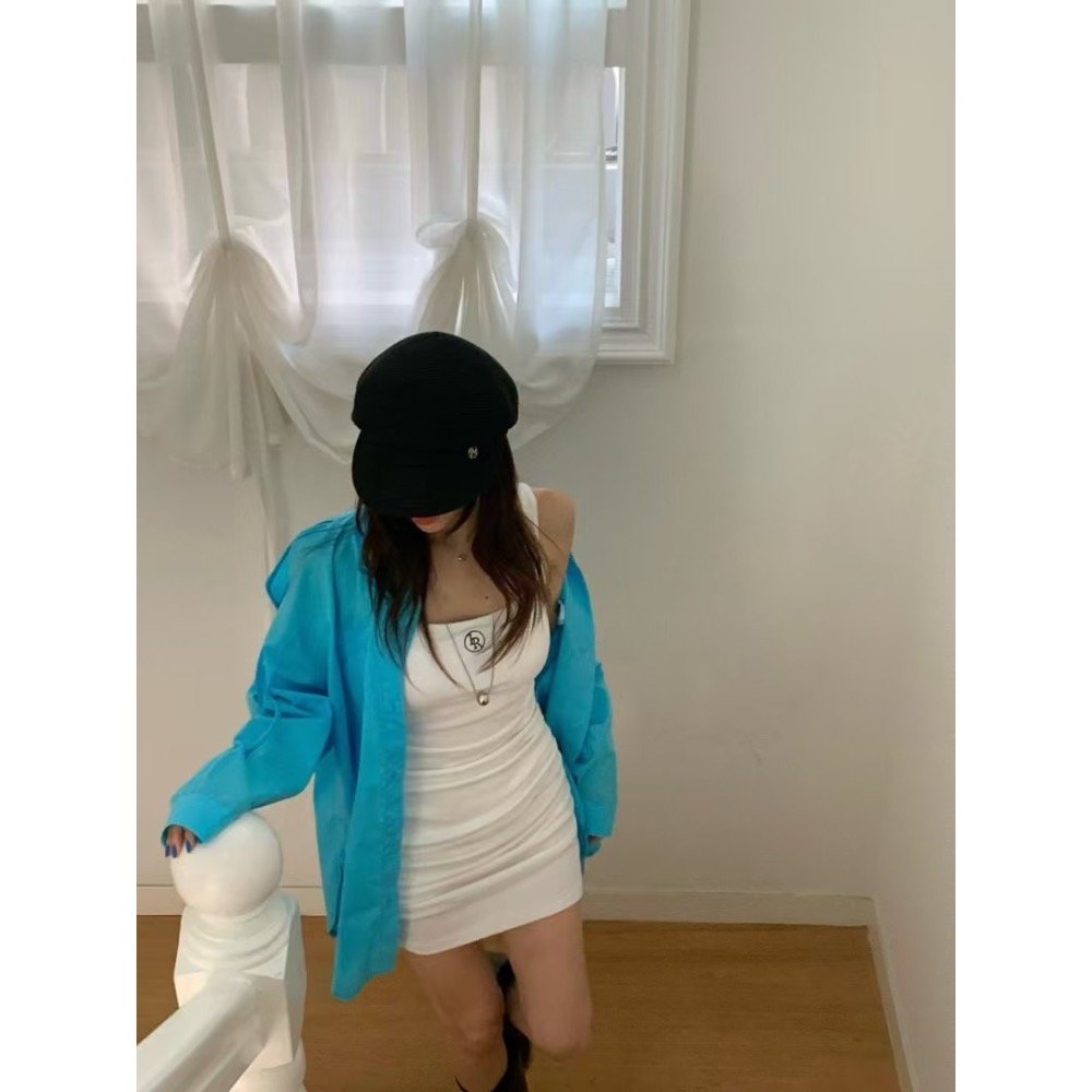 《HSS正韓空運代購》🇰🇷 東大門 Revecite 修身休閒風連身裙（附胸墊）/袖綁蝴蝶結長版襯衫罩衫外套-細節圖9