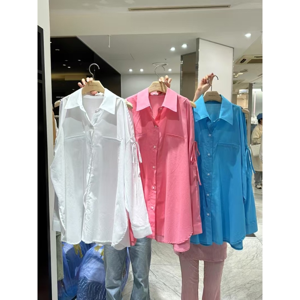 《HSS正韓空運代購》🇰🇷 東大門 Revecite 修身休閒風連身裙（附胸墊）/袖綁蝴蝶結長版襯衫罩衫外套-細節圖11