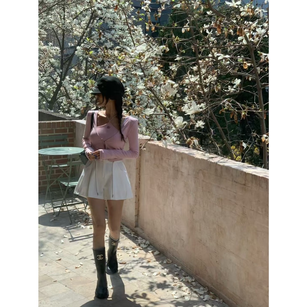 《HSS正韓空運代購》 🇰🇷 東大門 細肩繞脖背心+小外套/後鬆緊開叉高腰長裙-細節圖4