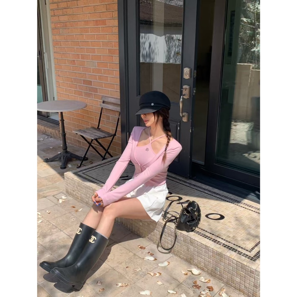 《HSS正韓空運代購》 🇰🇷 東大門 細肩繞脖背心+小外套/後鬆緊開叉高腰長裙-細節圖5