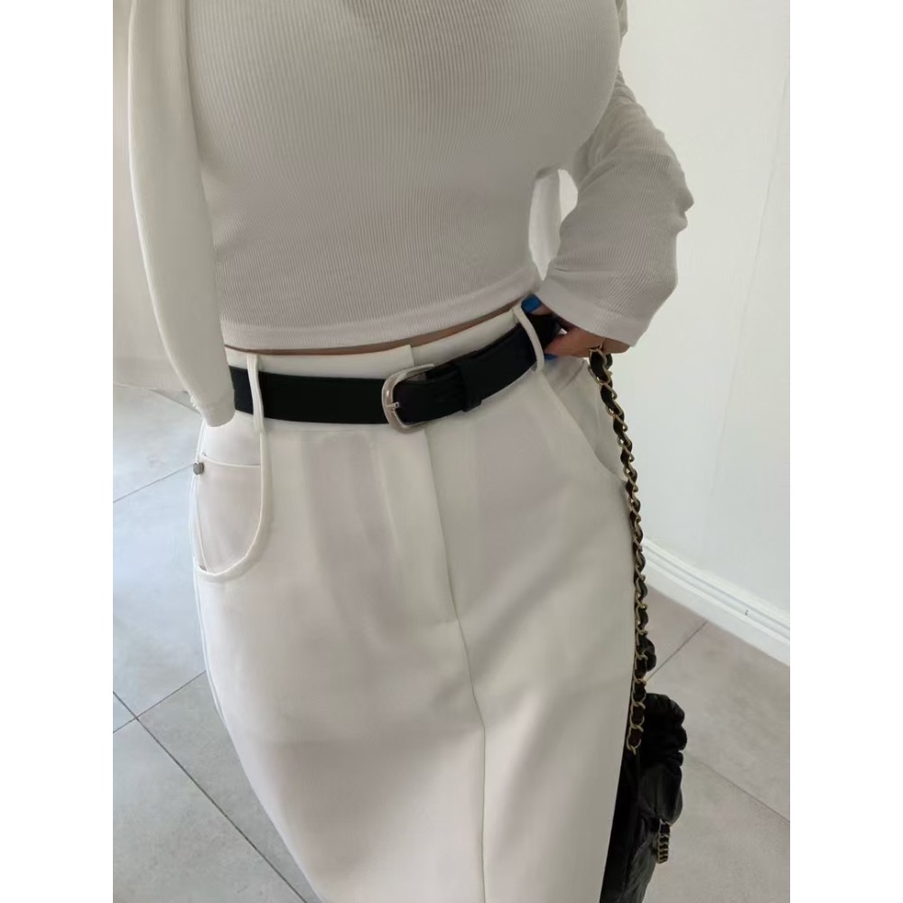 《HSS正韓空運代購》 🇰🇷 東大門 細肩繞脖背心+小外套/後鬆緊開叉高腰長裙-細節圖8