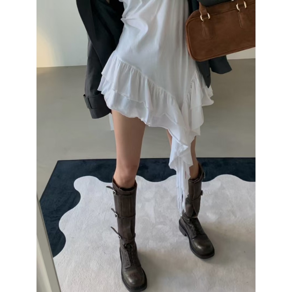 《HSS韓國代購》正韓 🇰🇷 東大門 VERANDA 細肩下擺不規則荷葉連身裙長洋裝ㄧㄚ-規格圖10