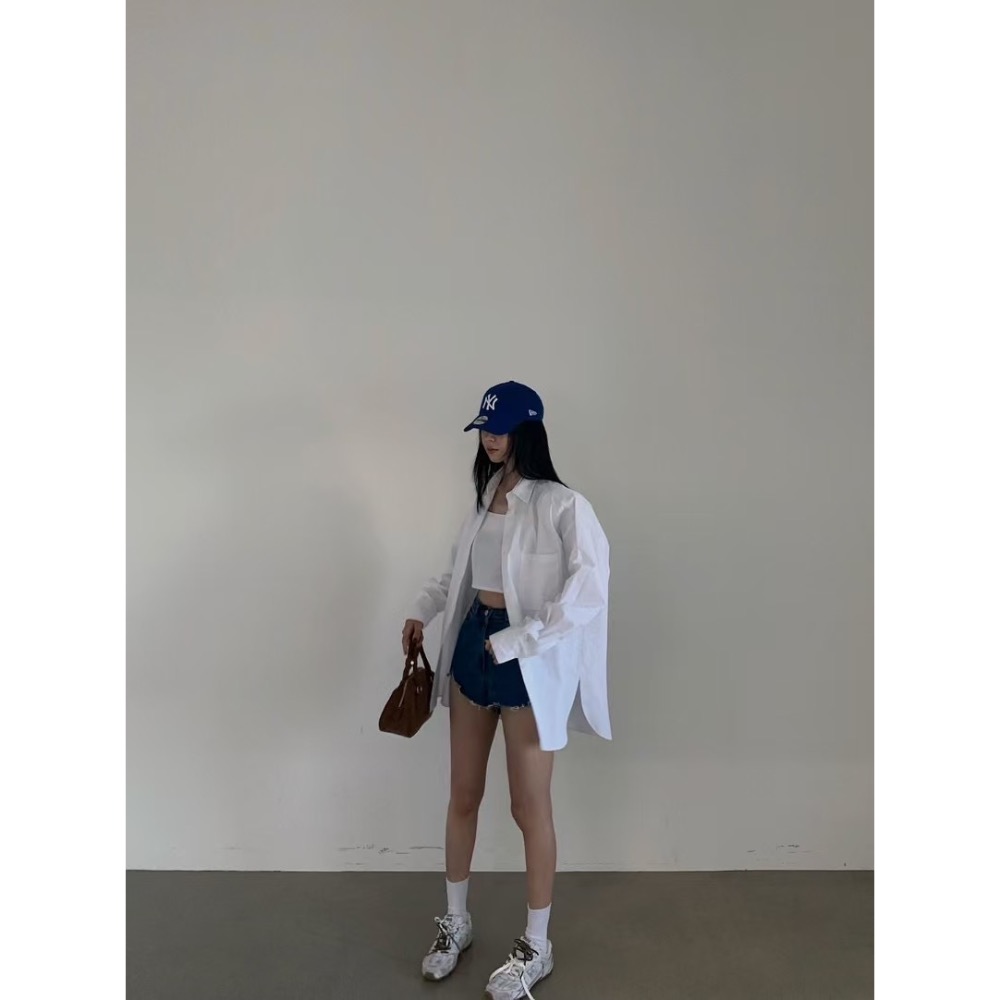 《HSS正韓空運代購》 🇰🇷 東大門  防曬必備寬鬆罩衫襯衫長袖上衣/內搭細肩短版背心-細節圖4