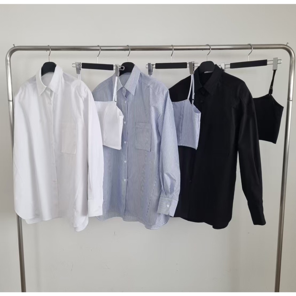 《HSS正韓空運代購》 🇰🇷 東大門  防曬必備寬鬆罩衫襯衫長袖上衣/內搭細肩短版背心-細節圖7