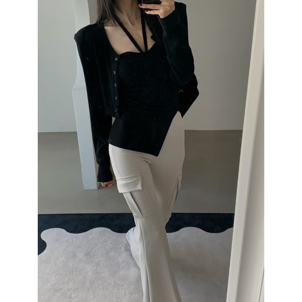 《HSS 正韓空運代購》🇰🇷 東大門 VERANDA繞脖綁帶2穿平口背心+罩衫小外套上衣-細節圖5