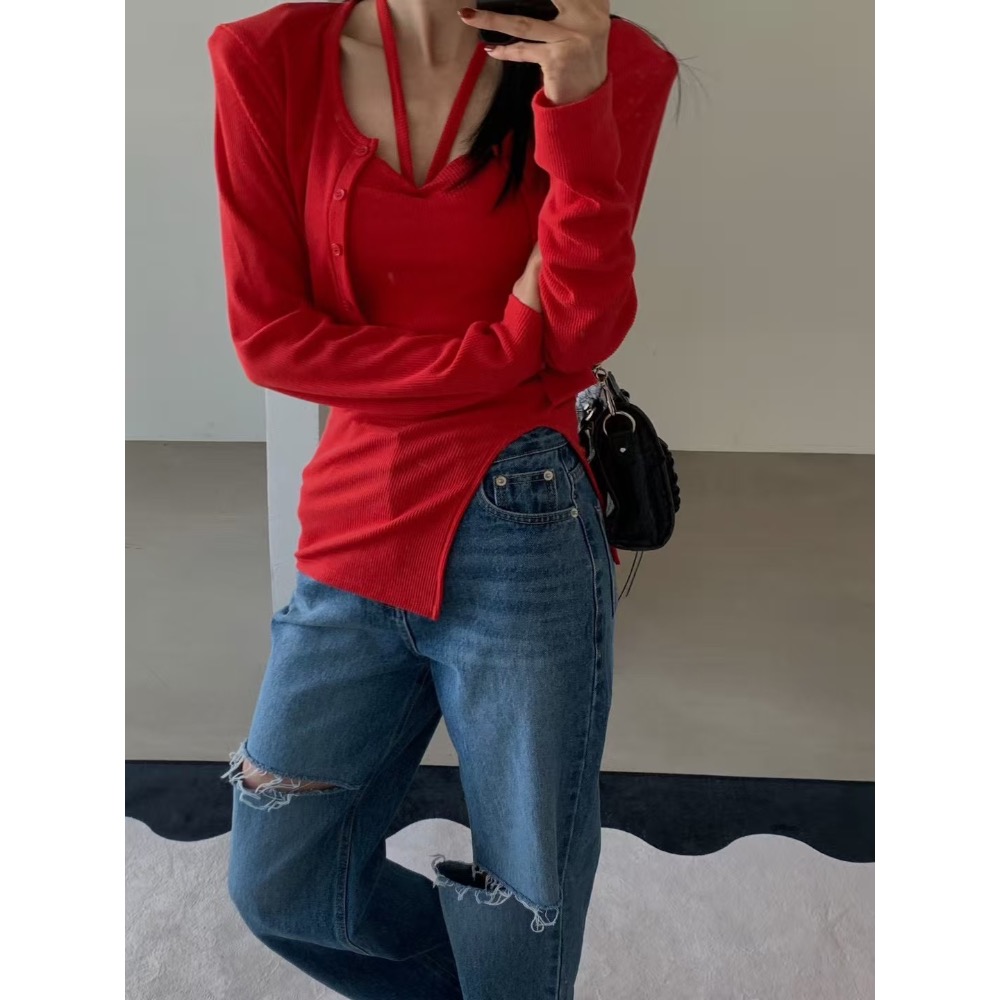 《HSS 正韓空運代購》🇰🇷 東大門 VERANDA繞脖綁帶2穿平口背心+罩衫小外套上衣-規格圖9