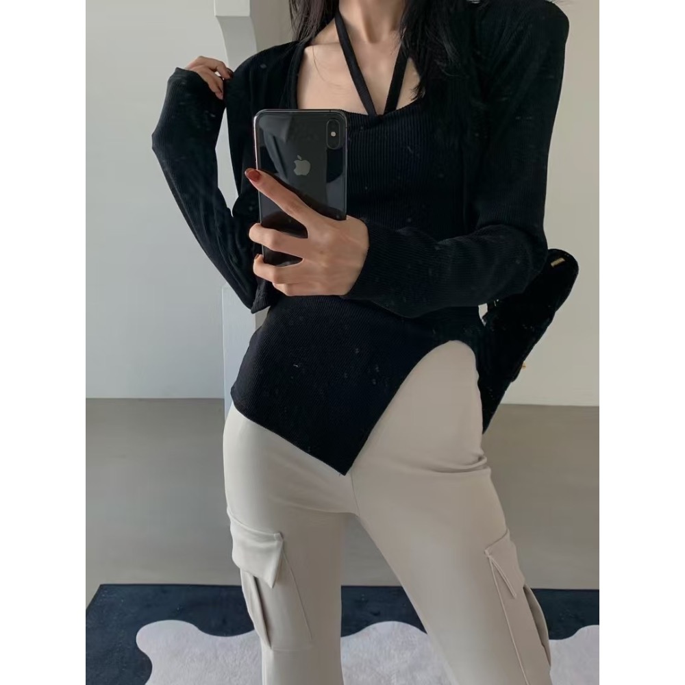 《HSS 正韓空運代購》🇰🇷 東大門 VERANDA繞脖綁帶2穿平口背心+罩衫小外套上衣-規格圖9