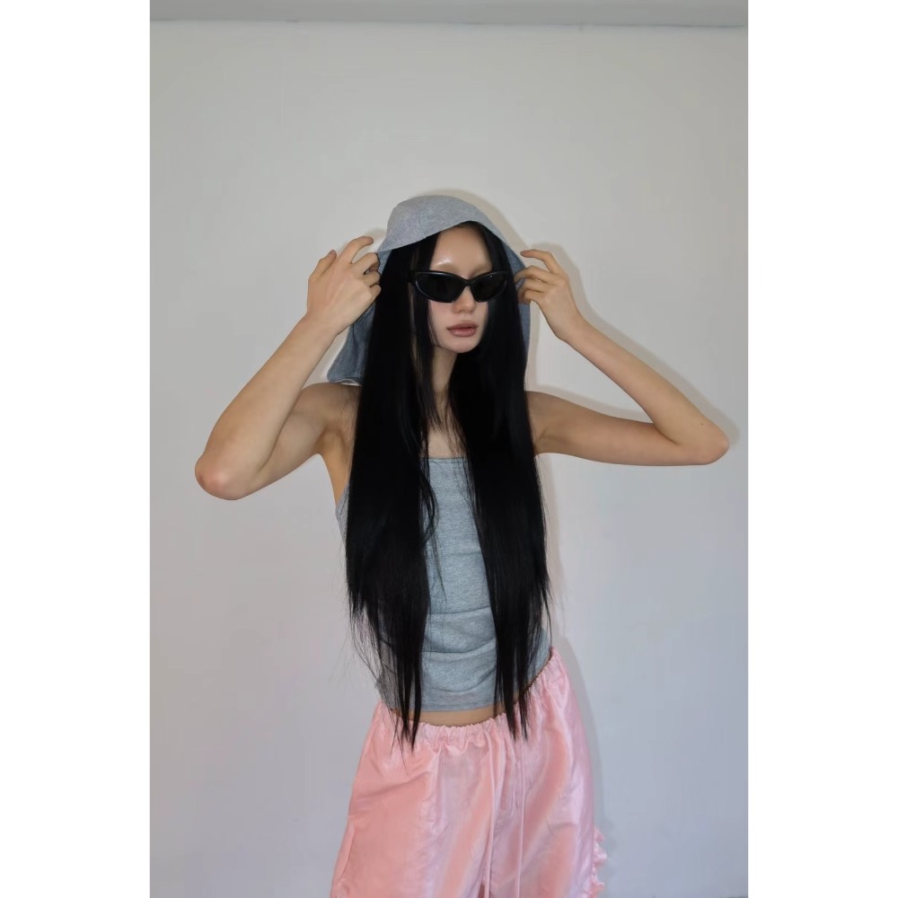 《HSS 正韓空運代購》 🇰🇷 東大門 連帽 露背 純色 背心-細節圖2