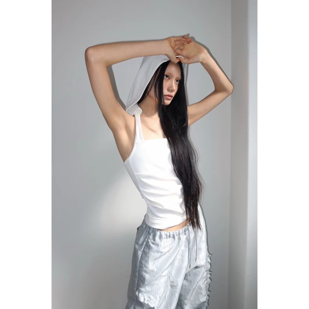 《HSS 正韓空運代購》 🇰🇷 東大門 連帽 露背 純色 背心-細節圖4