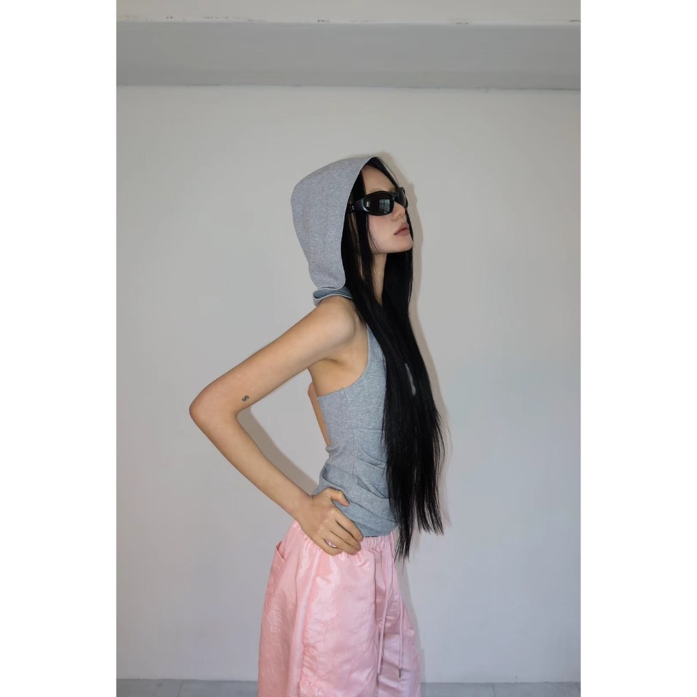 《HSS 正韓空運代購》 🇰🇷 東大門 連帽 露背 純色 背心-規格圖6