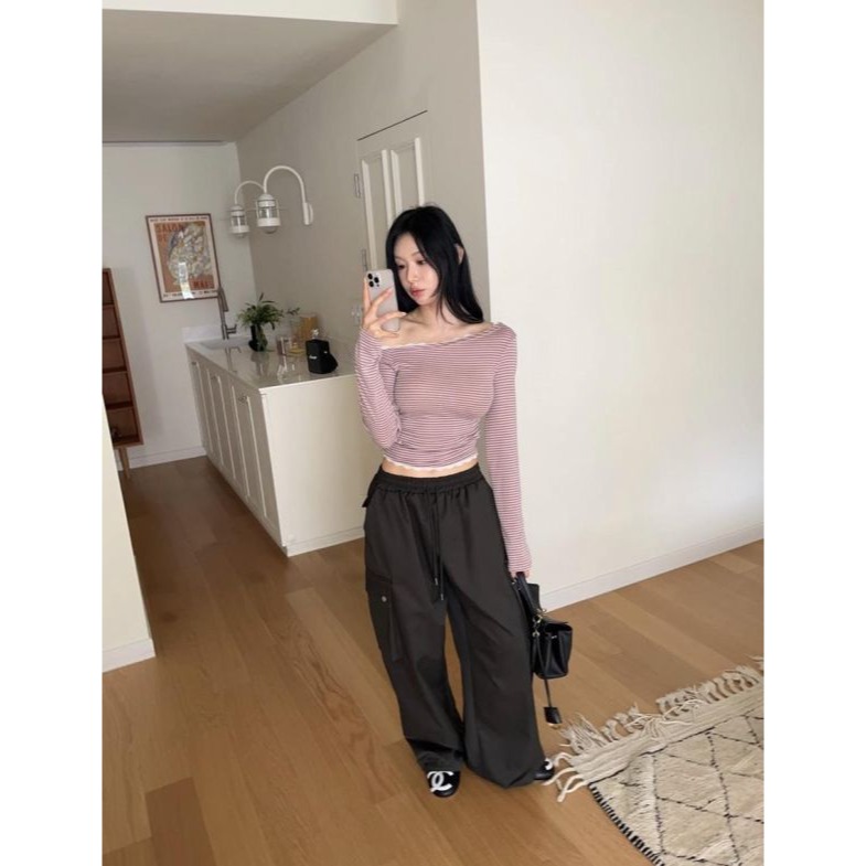 Twins 🇰🇷 韓國代購 東大門 正韓 早秋款 秋裝條紋薄長袖上衣-規格圖9
