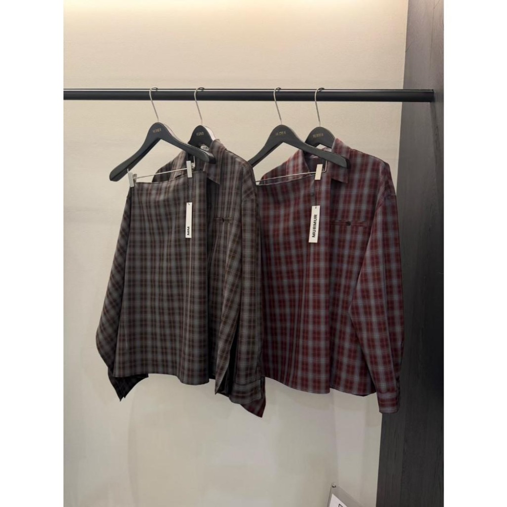 Twins 🇰🇷 韓國代購 東大門 正韓 早秋款 格子襯衫+不規則長裙Set-細節圖9