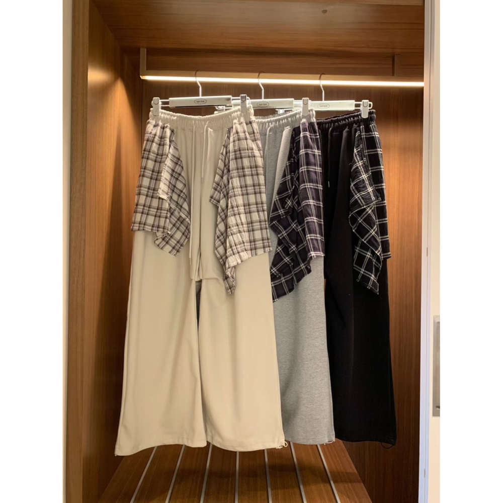 Twins 🇰🇷 韓國代購 東大門 正韓 早秋款 格紋片裙抽繩長褲-細節圖10